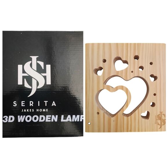 Wooden 3D LED Light Secure Energy Saving, 360 Degree Illumination Mini Lamp for - Picture 1 of 3